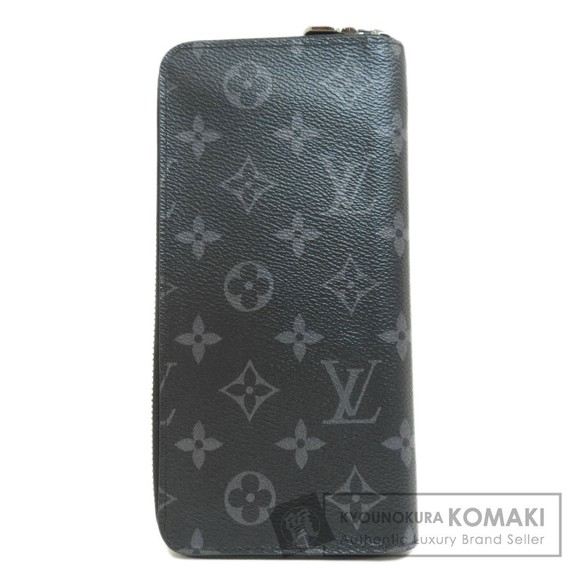 Louis Vuitton Wallet Zippy Black Vertical Long Eclipse Monogram Coin - Picture 1 of 9